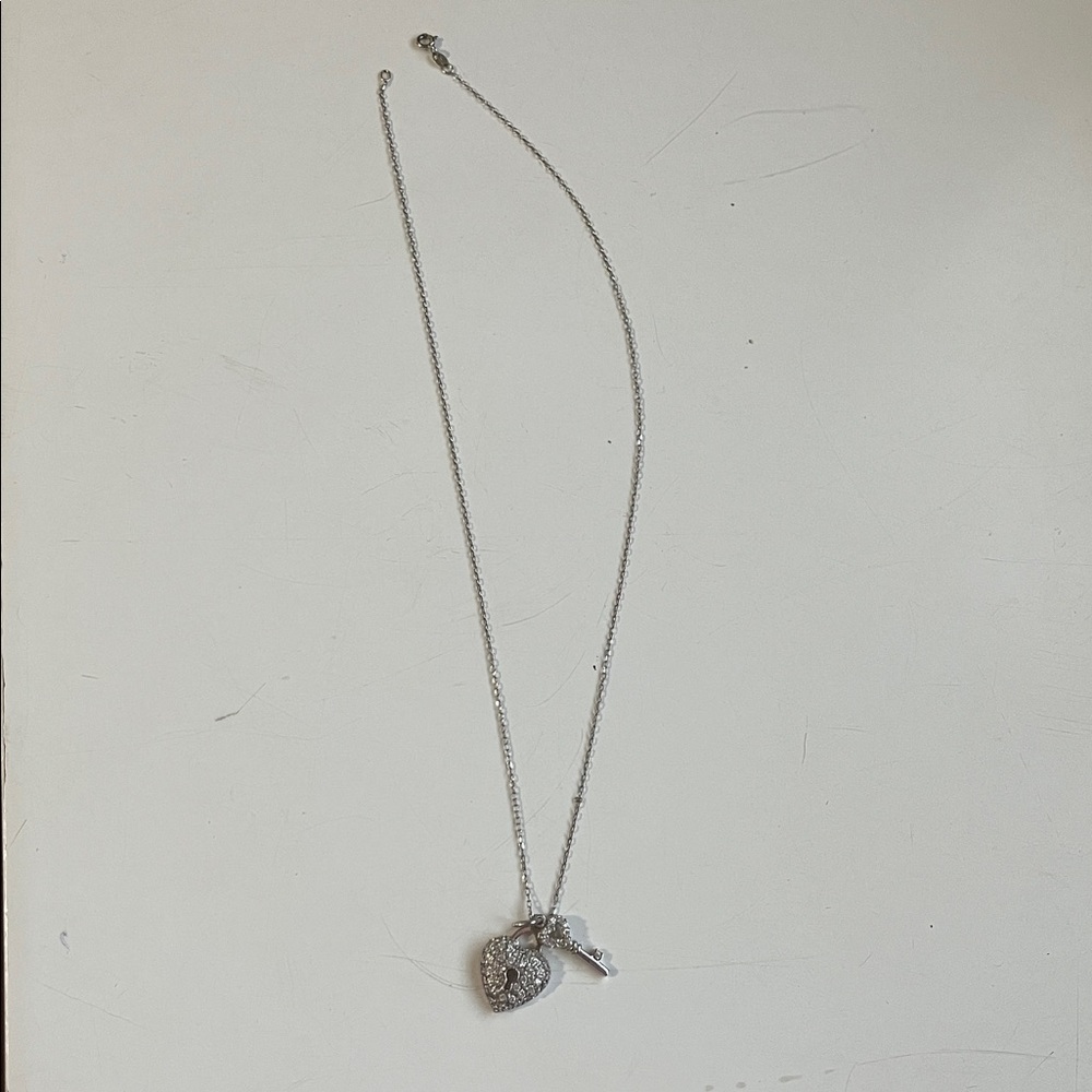 Silver Heart/Key  Pendant Necklace